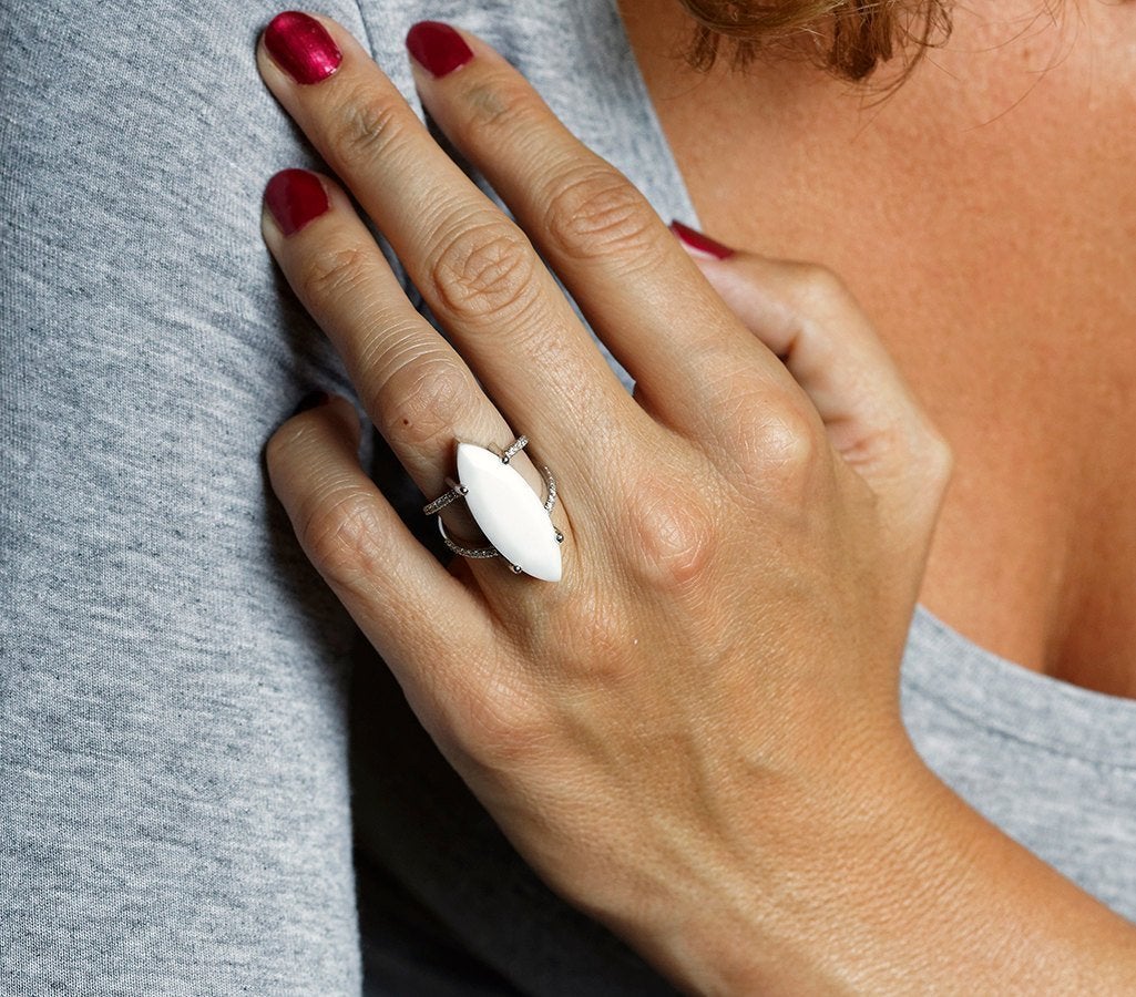 ANTONIA WHITE ACHAT RING, STATEMENT RING-Capucinne