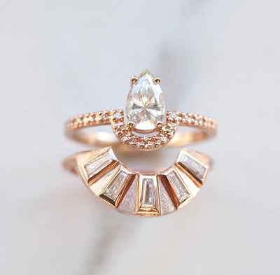 Art-Deco-Ring mit Baguette-Diamanten zum Verschachteln mit Hauptring