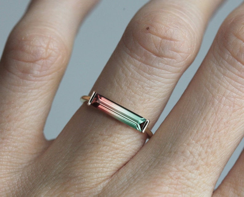 Wassermelone Turmalin Ring 925 Massiv Sterling Silber Quarz Edelstein Gold Ge