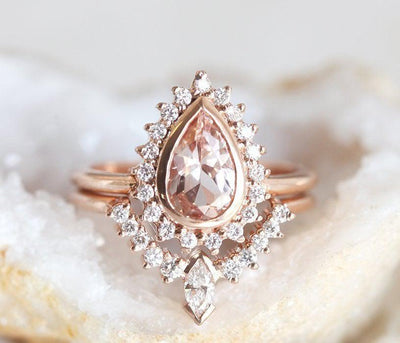 Roségoldenes Morganit-Ring-Set