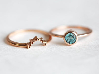 Blauer Zirkon-Ring, Roségold-Band-Capucinne