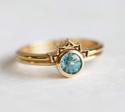 Blauer Zirkon-Ring, Roségold-Band-Capucinne