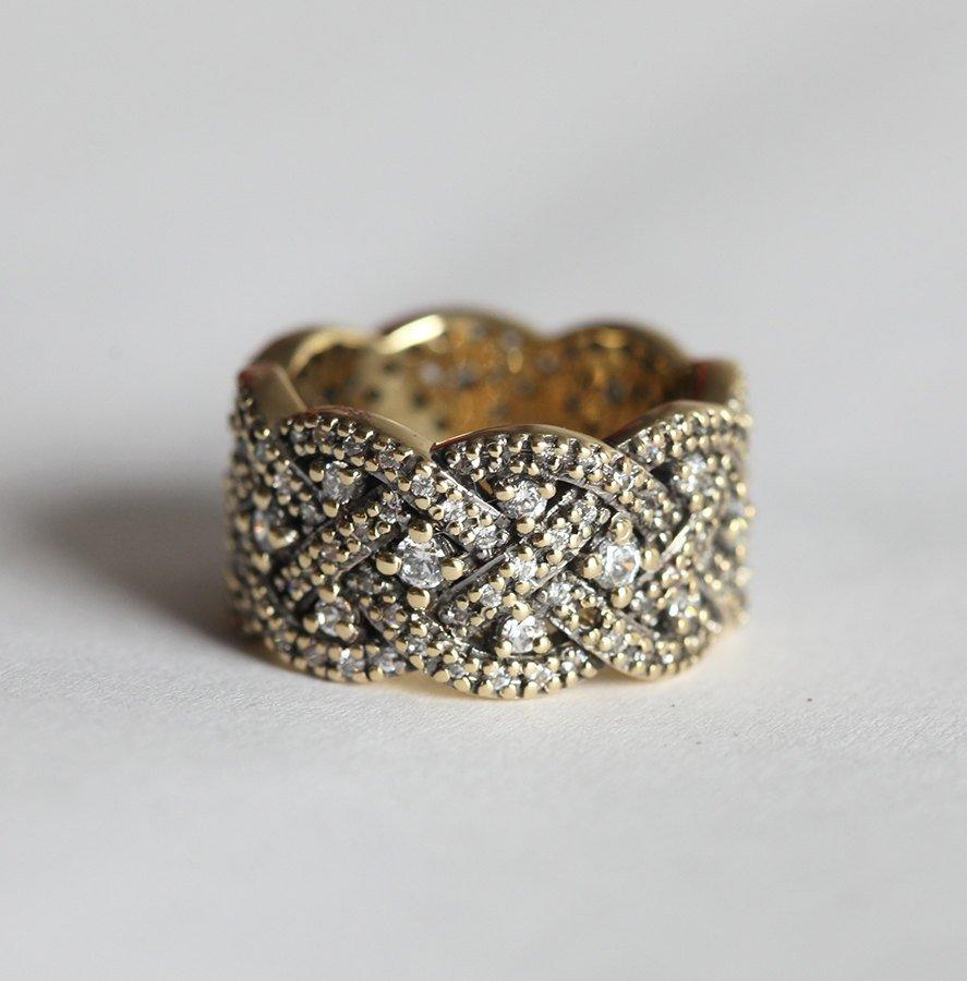 Geflochtener Eternity-Diamant-Hochzeitsring im Vintage-Look