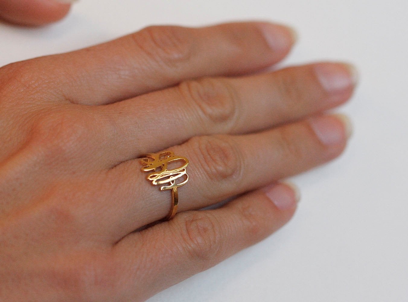 Gold-Monogramm-Ring, Gold-Anfangsringe-Capucinne