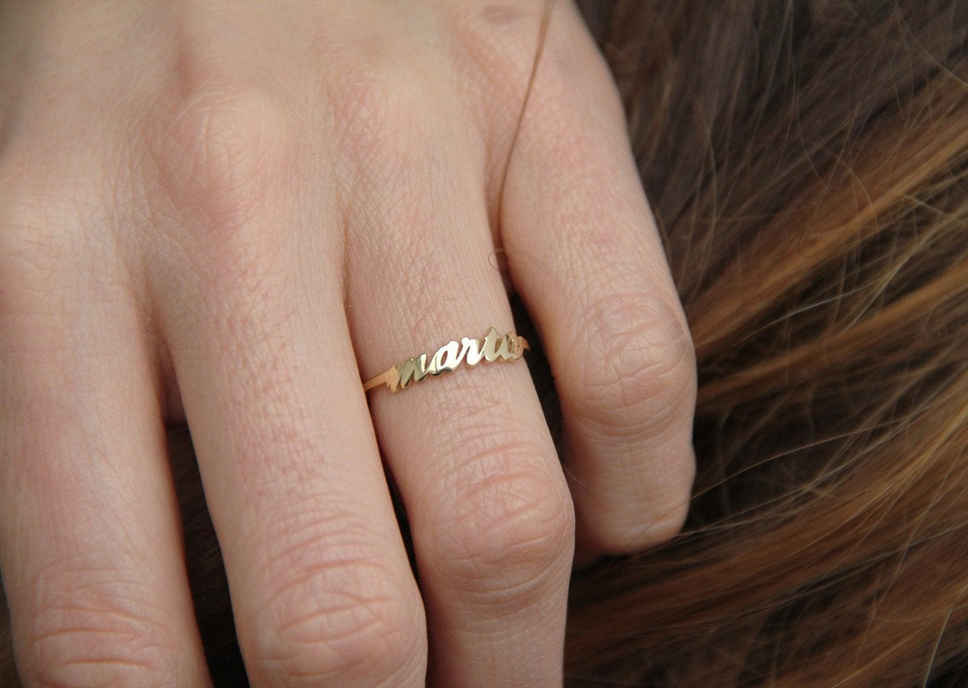 Gold personalisierter Ring, 14K personalisierter Ring-Capucinne