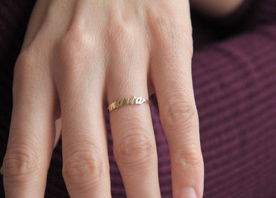 Gold personalisierter Ring, 14K personalisierter Ring-Capucinne