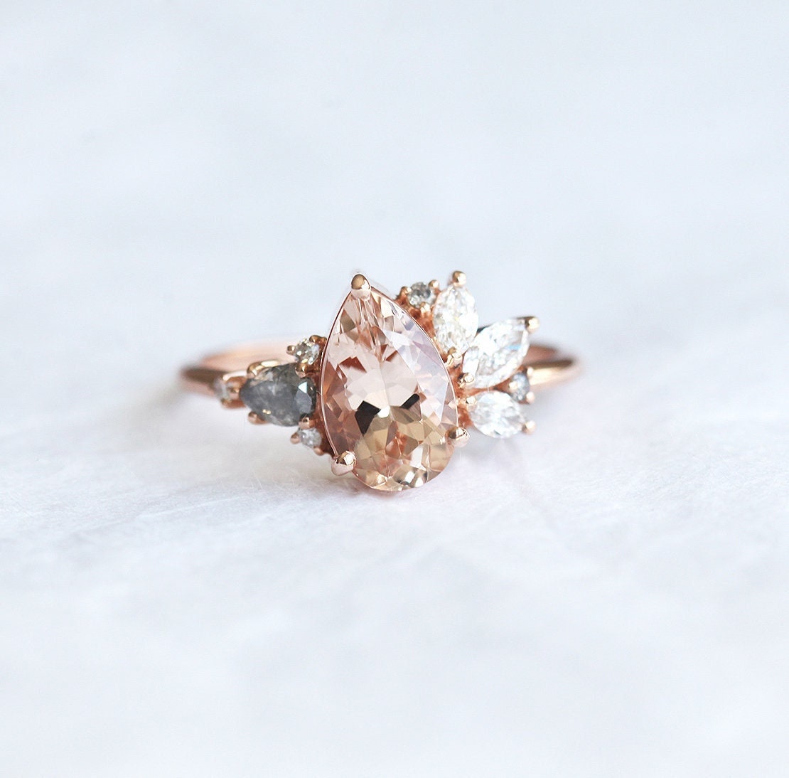 Morganit-Diamant-Cluster-Ring