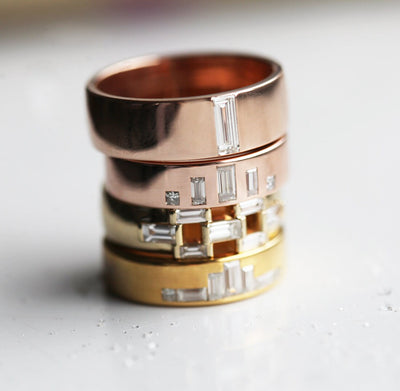 HERREN-DIAMANT-RING, EINZIGARTIGER HERREN-EHERING, UNISEX-DIAMANT-RING MIT BAGUETTE-DIAMANTEN-Capucinne