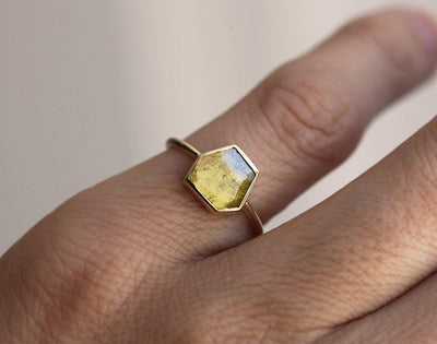 Ringelblumen-Diamantscheibenring, gelber Diamantring-Capucinne