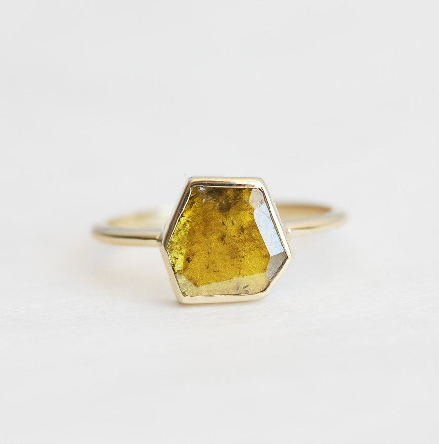 Ringelblumen-Diamantscheibenring, gelber Diamantring-Capucinne