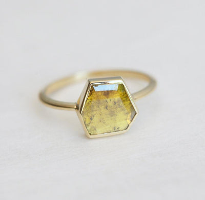 Ringelblumen-Diamantscheibenring, gelber Diamantring-Capucinne