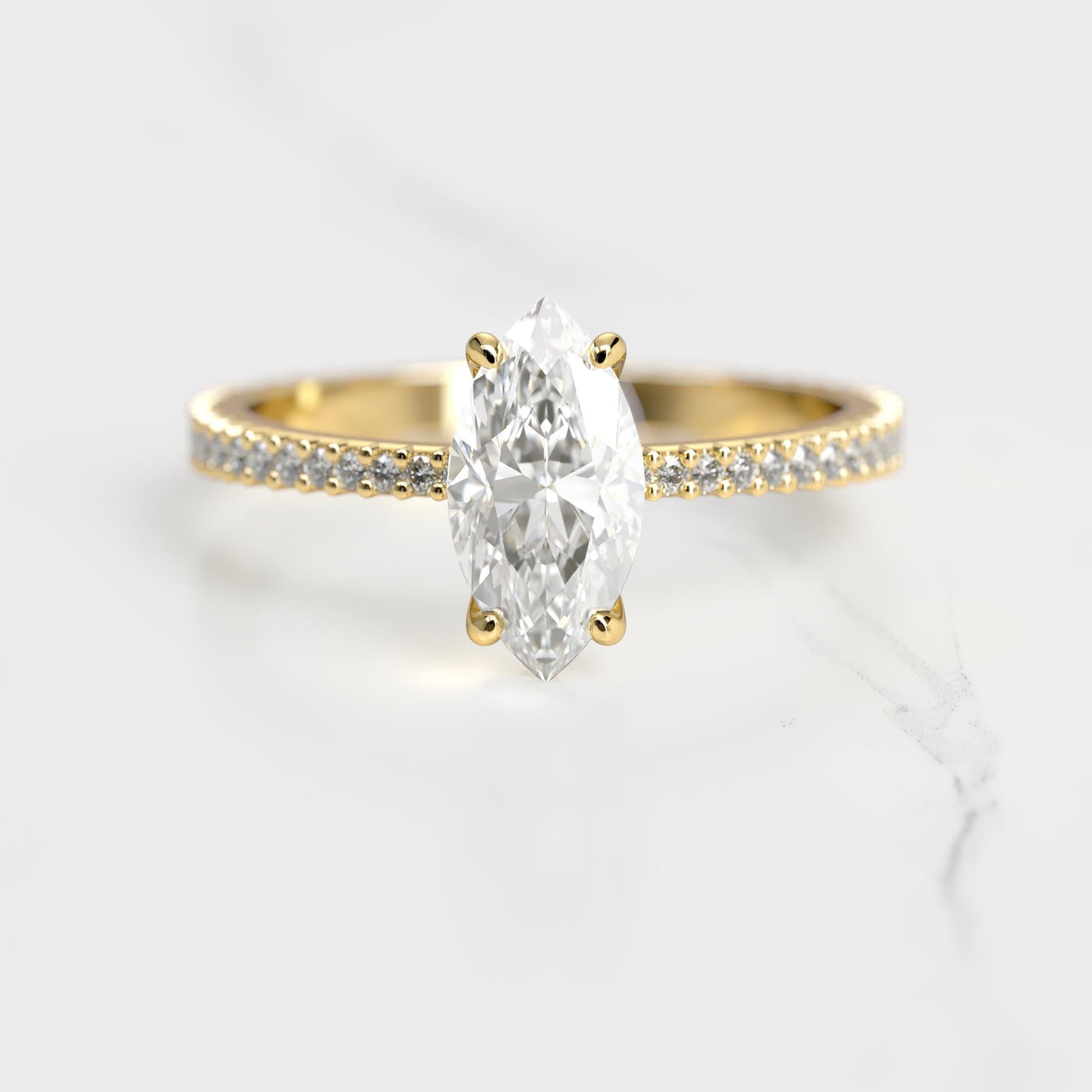 Marquise-Eternity-Ring mit Vollpavé und konischem Diamant