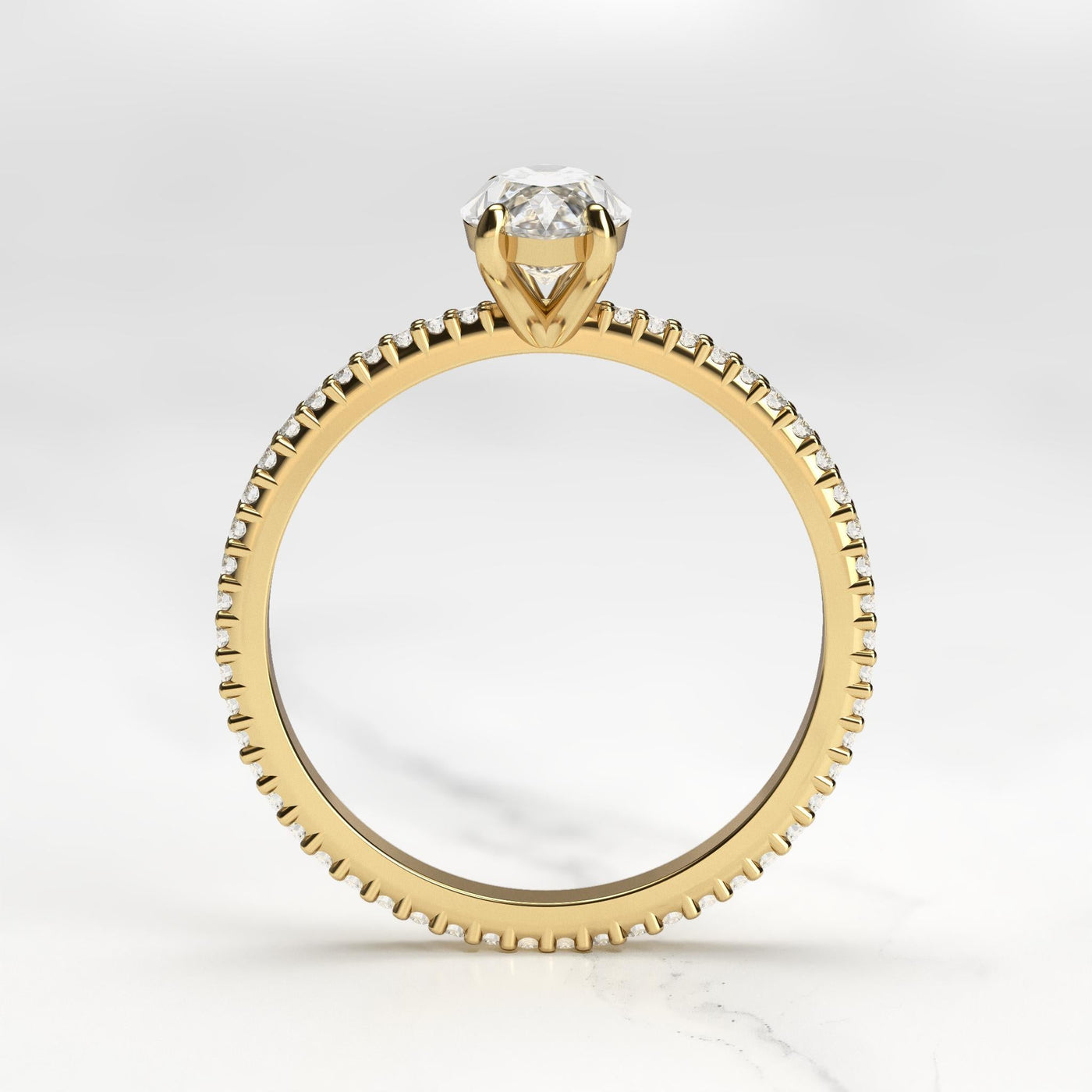 Marquise-Eternity-Ring mit Vollpavé und konischem Diamant