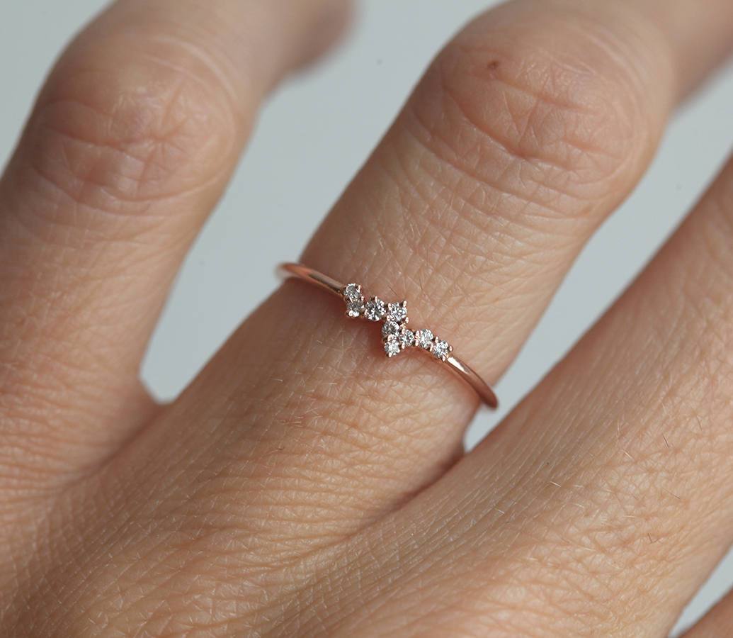 Mini-Ring mit rundem Diamant-Cluster – Capucinne