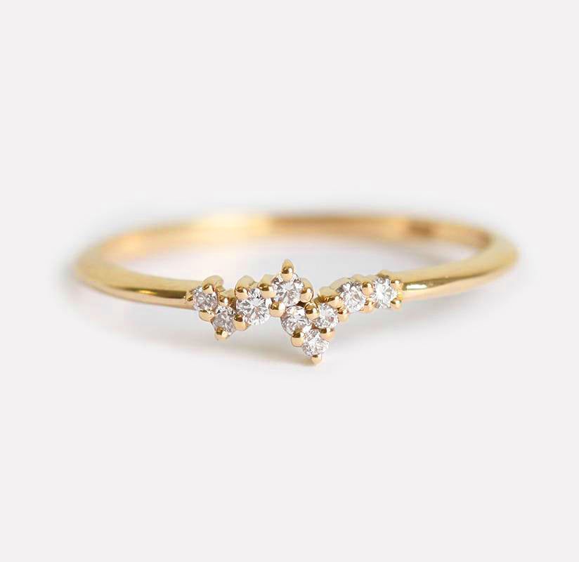 Mini-Ring mit rundem Diamant-Cluster – Capucinne