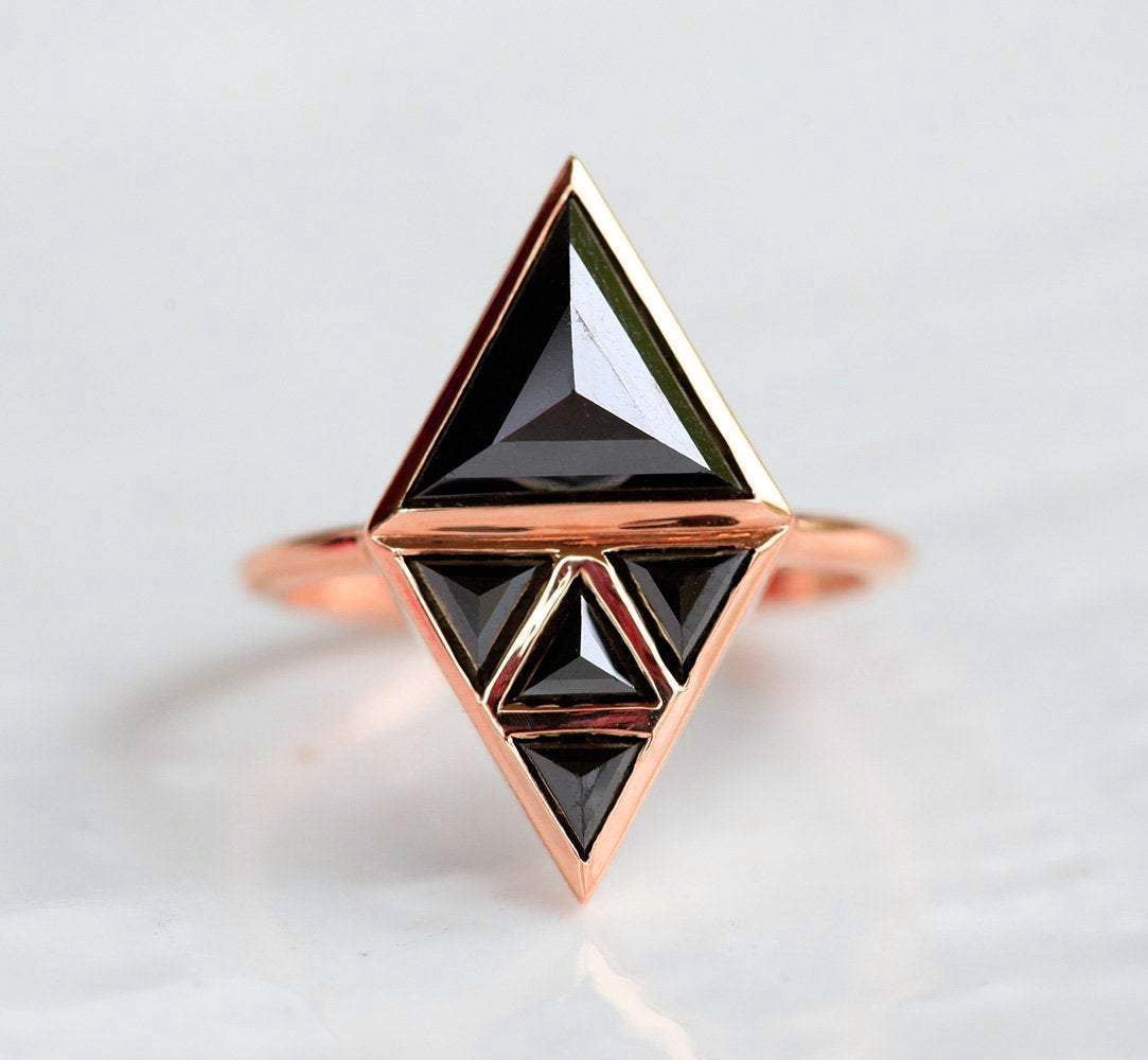 Nina Artdeco Black Diamond Ring-Capucinne