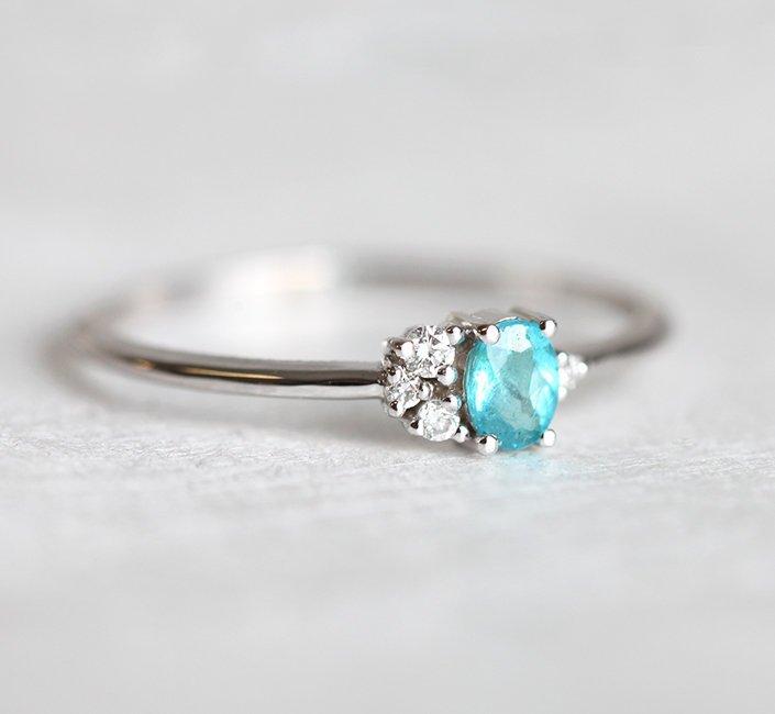 Paraiba-Turmalin-Ring, 14K Gold-Diamant-Ring