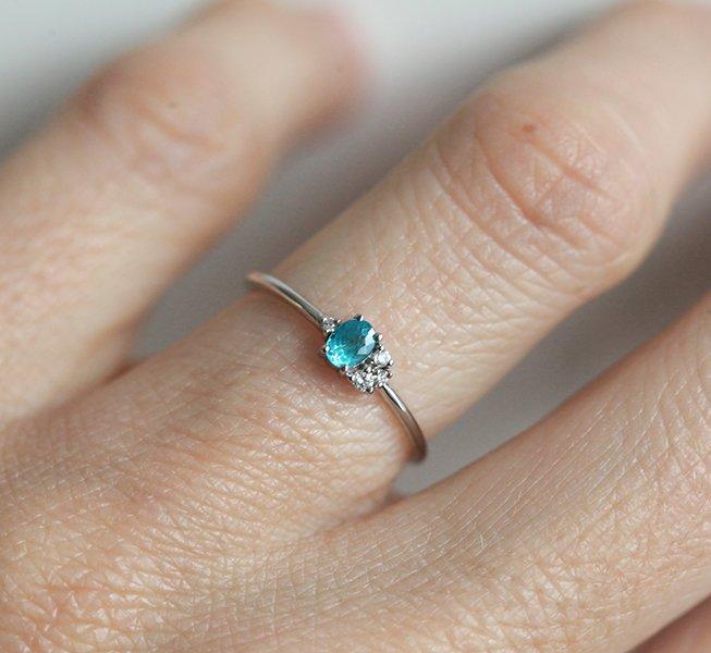 Paraiba-Turmalin-Ring, 14K Gold-Diamant-Ring