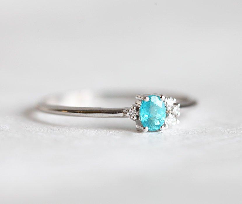 Paraiba-Turmalin-Ring, 14K Gold-Diamant-Ring