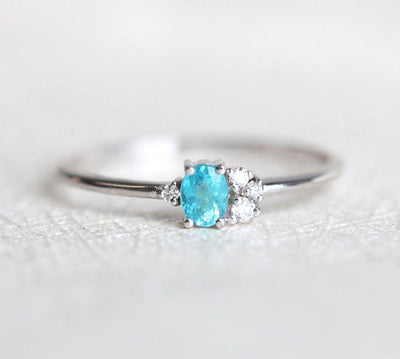 Paraiba-Turmalin-Ring, 14K Gold-Diamant-Ring