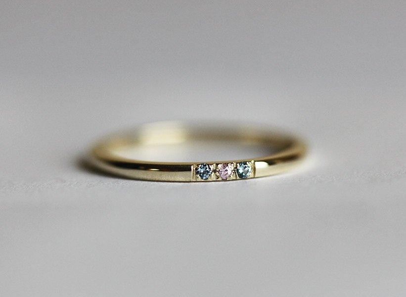 Rosafarbener Diamantring, blauer Diamantring-Capucinne