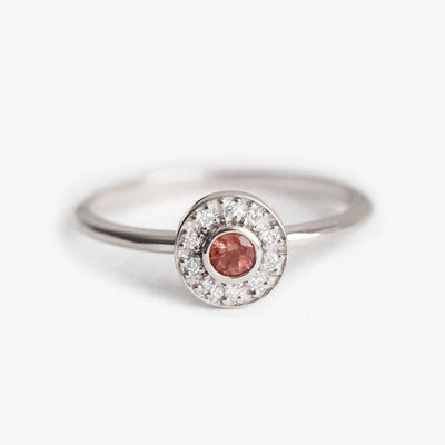 Sonnenstein-Halo-Diamant-Ring, Roségold-Sonnenring-Capucinne