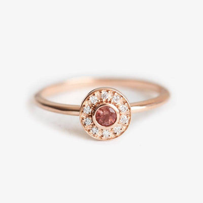 Sonnenstein-Halo-Diamant-Ring, Roségold-Sonnenring-Capucinne