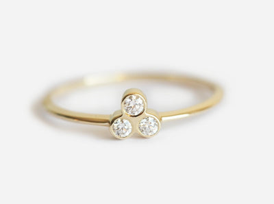 Trio-Diamantring, einfacher Golddiamantring-Capucinne