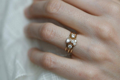 Trio-Diamantring, einfacher Golddiamantring-Capucinne