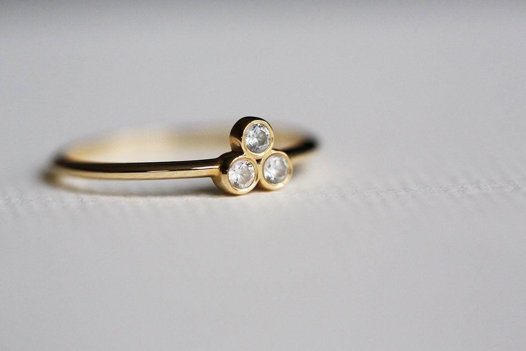 Trio-Diamantring, einfacher Golddiamantring-Capucinne