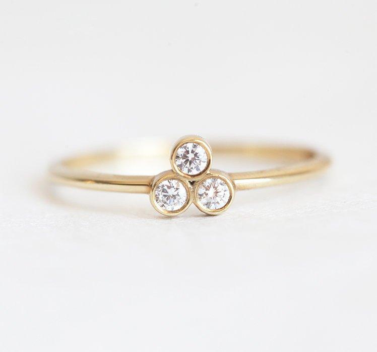 Trio-Diamantring, einfacher Golddiamantring-Capucinne